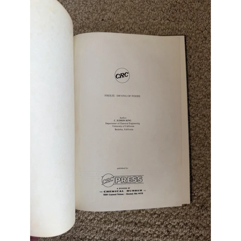 CRC FREEZE‎ - DRYING OF FOODS By C. Judson King, 1971 (CRC Monoscience Meries)